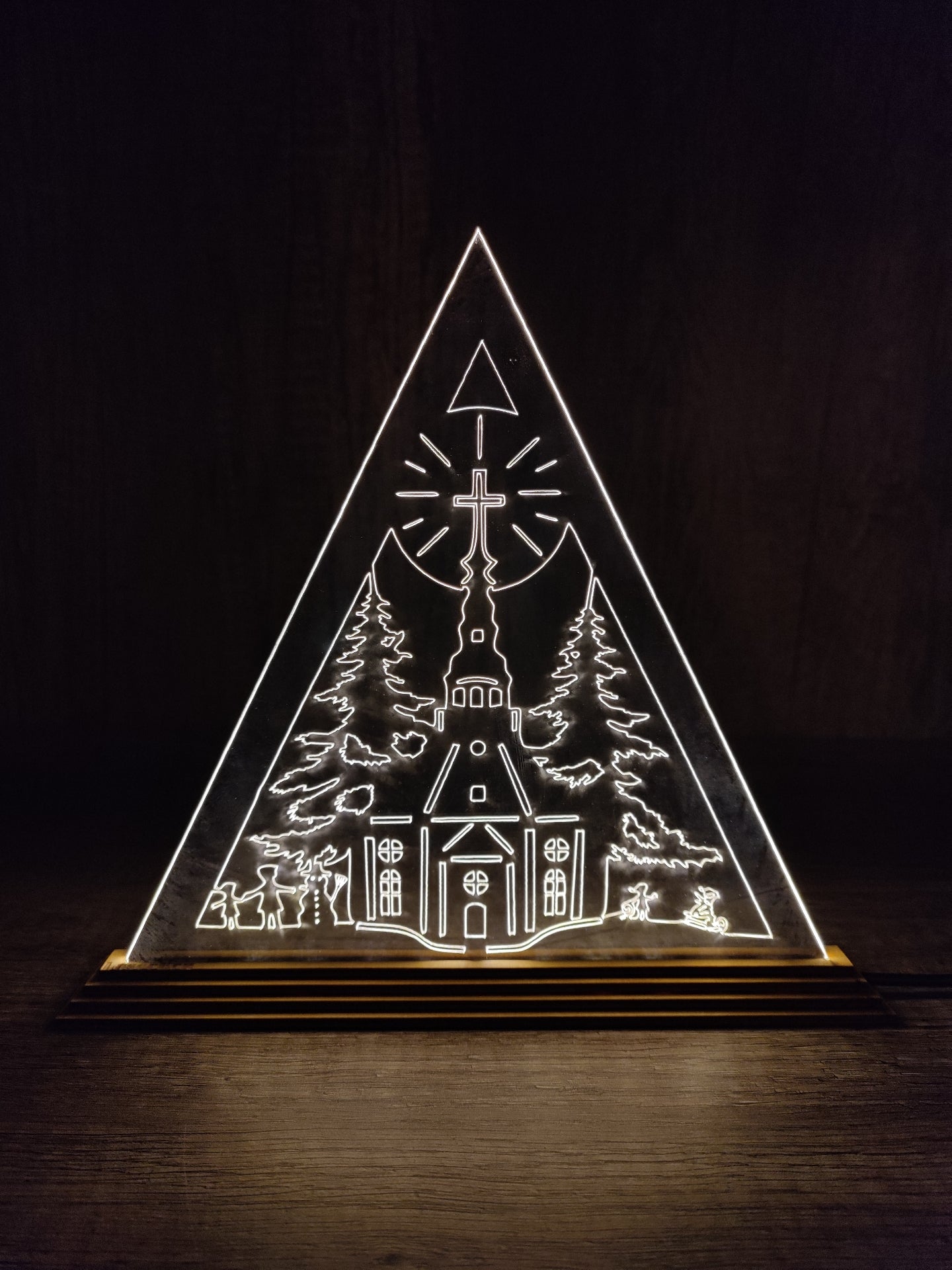 Schwibbogen Weihnachts Dekoration verschiedene Motive (Waldhaus, Seiffener Kirche, Berg-Männer Erzgebirge) LED - LaserErz