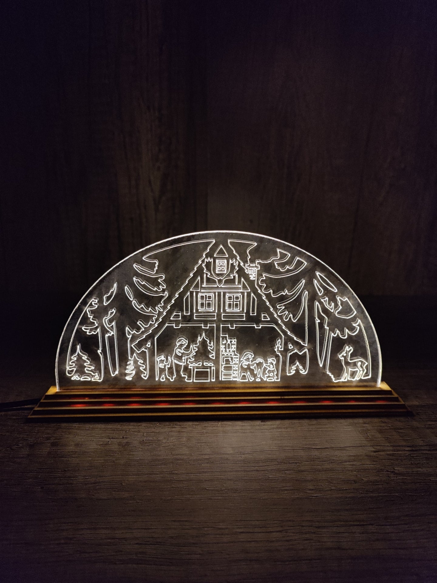 Schwibbogen Weihnachts Dekoration verschiedene Motive (Waldhaus, Seiffener Kirche, Berg-Männer Erzgebirge) LED - LaserErz