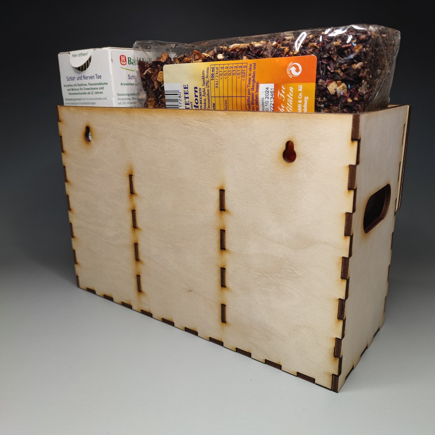 Tee Beutel Spender / Tee Aufbewahrungs Box Holz