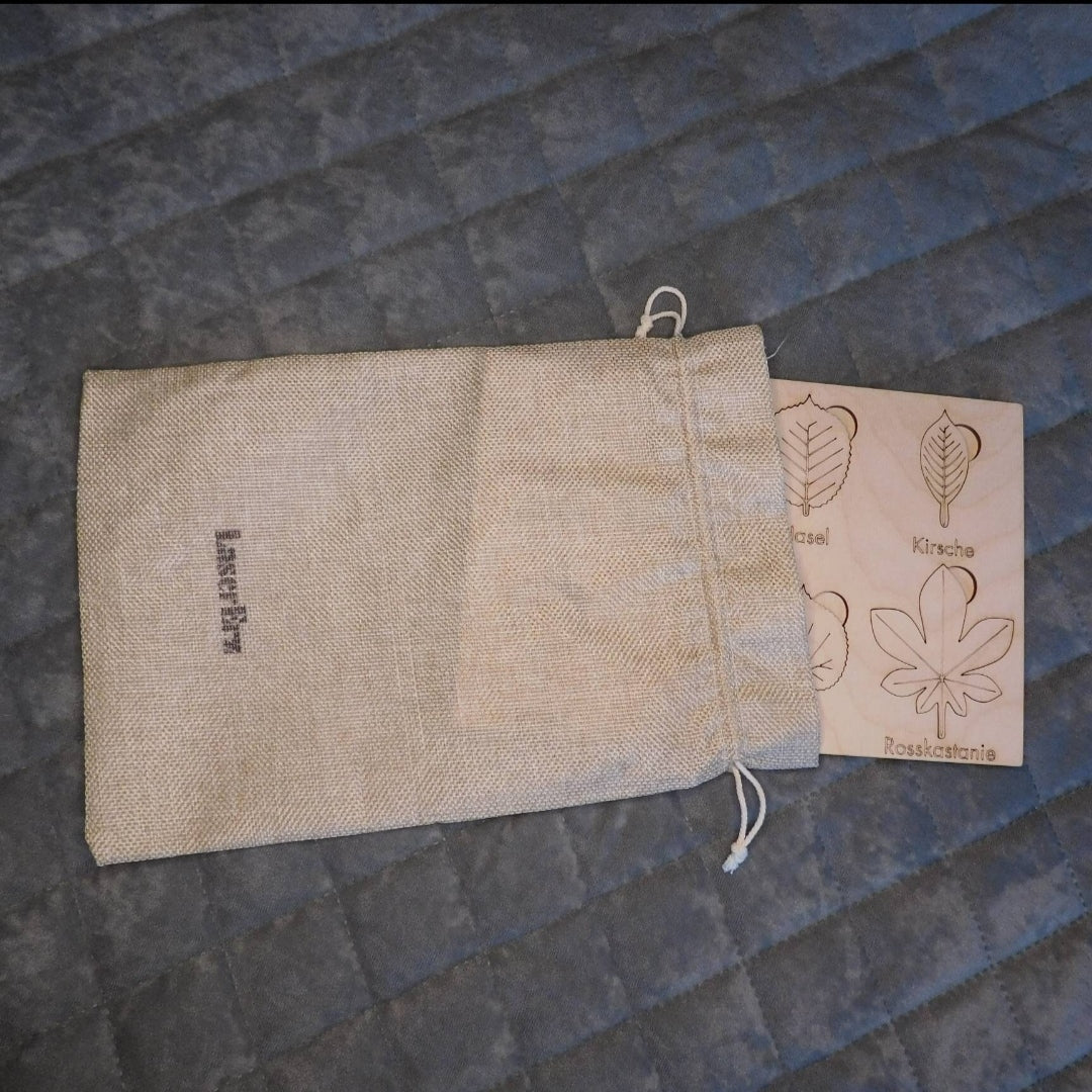 Holz-Steckpuzzle "Blätter" für Baby's und Kinder Lernspielzeug (Natur) - LaserErz