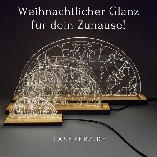 Schwibbogen Tradition trifft Moderne Erzgebirge Weihnachten/Lichterbogen USB+Dimmer/Batterie