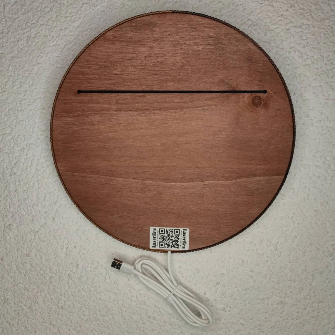 Wort-Uhr "smart" mehr farbige LEDs mit WiFi / Wordclock (Teak) - LaserErz