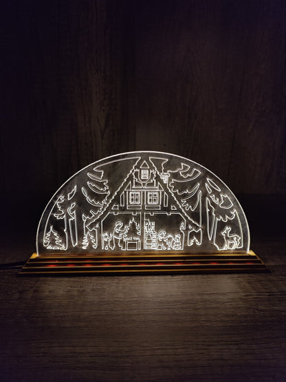 Schwibbogen Weihnachts Dekoration verschiedene Motive (Waldhaus, Seiffener Kirche, Berg-Männer Erzgebirge) LED - LaserErz 