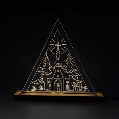 Schwibbogen Motiv Waldhaus oder Seiffener Kirche (Weihnachts Dekoration, Erzgebirge, LED mit Dimmer)