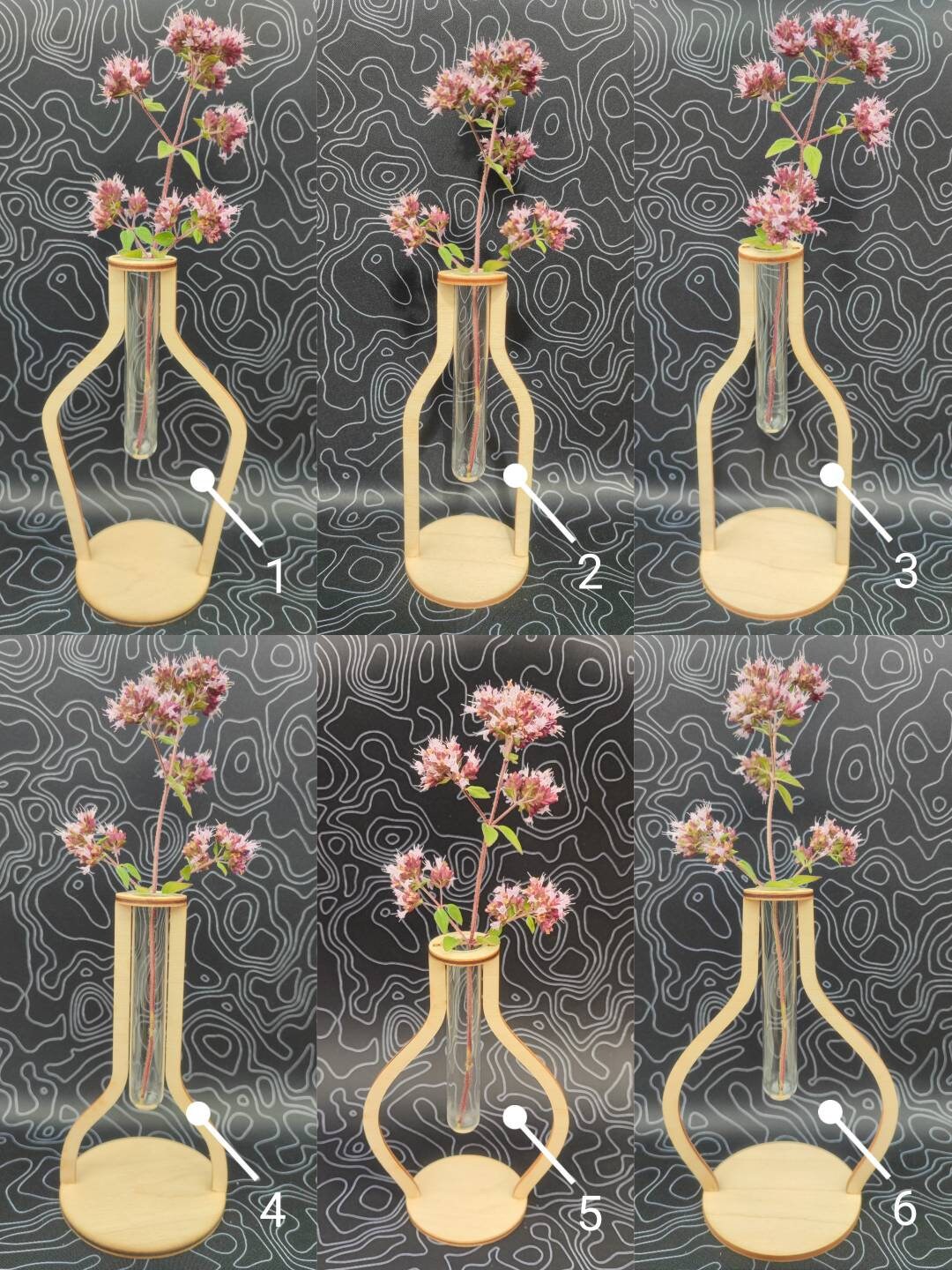 Reagenzglas Vase (minimalistisch und modern aus Echtglas und Birkenholz) - LaserErz 