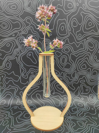 Reagenzglas Vase (minimalistisch und modern aus Echtglas und Birkenholz) - LaserErz 