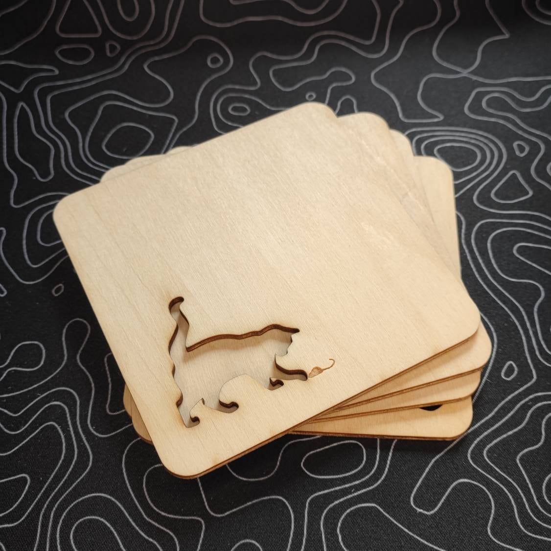 Untersetzer aus Holz für Getränke Bier Wein Glas Tee Kaffee Tasse Untersetzer Halter (Katzen) - LaserErz 